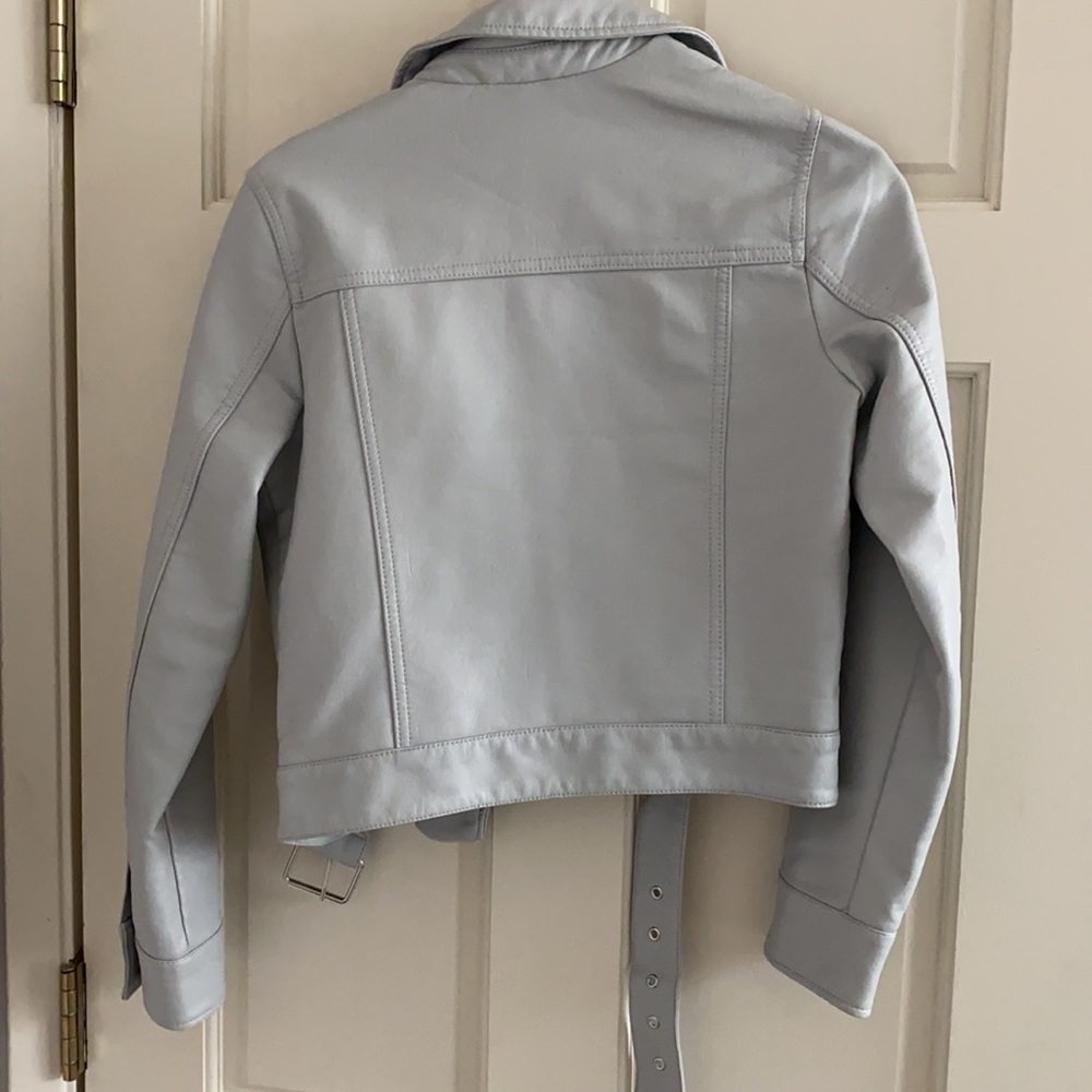 Topshop Grey Faux Leather Jacket - Picture 3 of 4
